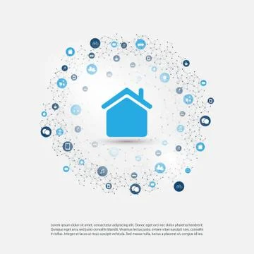 Smart Home, Internet of Things or Cloud Computing Design Concept Stock Illustration