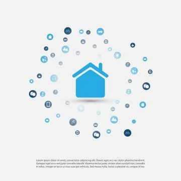 Smart Home, Internet of Things or Cloud Computing Design Concept Stock Illustration