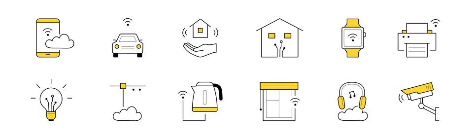 Smart home, internet of things technology icons Stock Illustration