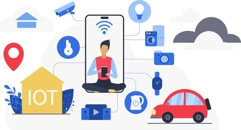 Smart Home IoT Cloud Technology Concept Stock Illustration