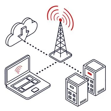 Smart Home IoT Connection Schematic Icon Stock Illustration
