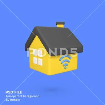 Smart home isolated 3d render icon illustration PSD Template