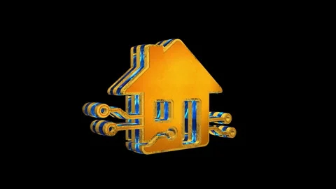 Smart home isolated symbol 3d spectacular rotate loop animation Stock Footage 335741299