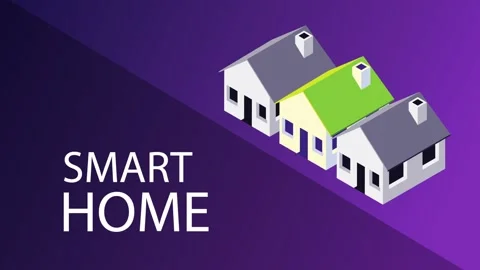 Smart home isometric animation showing connected houses with digital interf.. Stock Footage 338401005