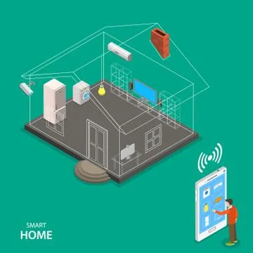 Smart home isometric flat vector concept. Stock Illustration