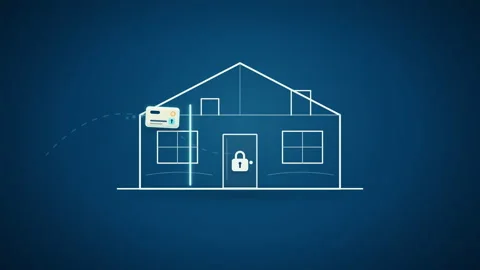 Smart home key card access control and security system unlocking house. Stock Footage 344887313