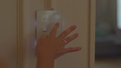 Smart home lighting technology. Remote controlling light. Smart house. 4k Video. Stock Footage 154676423