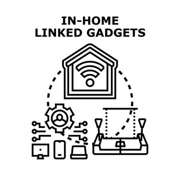 Smart home linked gadgets connecting lifestyle and technology Stock Illustration