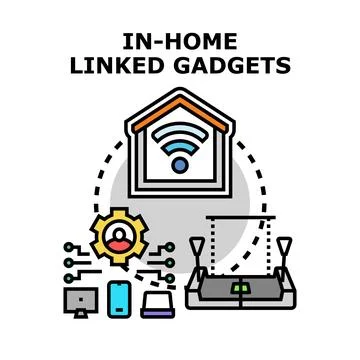 Smart home linked gadgets connecting lifestyle and technology Stock Illustration