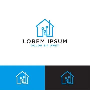 Smart home logo design template Illustrazione stock