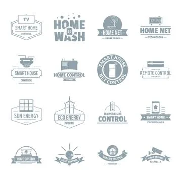 Smart home logo icons set, simple style Stock Illustration