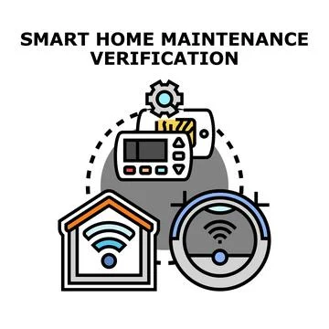 Smart home maintenance verification applying digital technology Stock Illustration