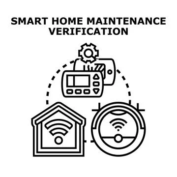 Smart home maintenance verification applying digital technology Stock Illustration