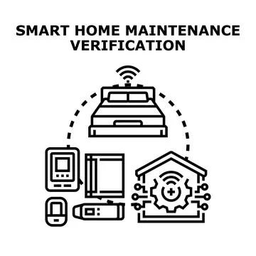 Smart home maintenance verification applying digital technology Stock Illustration