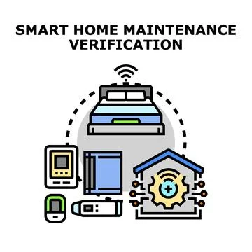 Smart home maintenance verification applying digital technology 库存插图