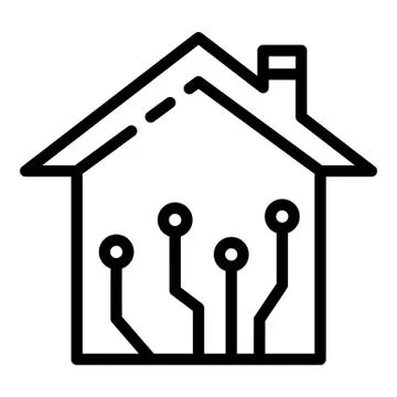 Smart home network icon, outline style Illustrazione stock