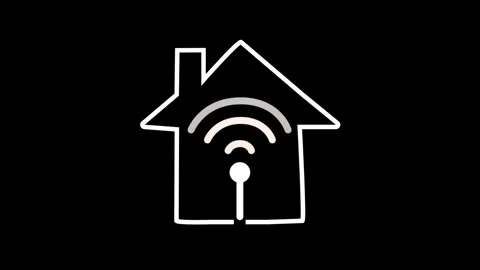 Smart Home Outline Icon Wireless Connection Animation Stock Footage 339826975