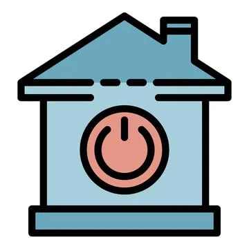 Smart home power button icon color outline vector Stock Illustration