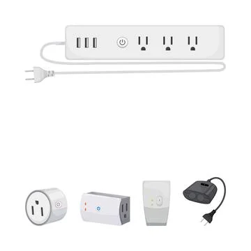 Smart home power plugs electronic devices set Stock Illustration