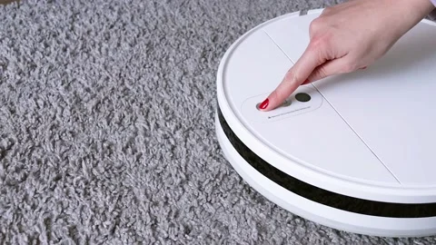Smart home, robot vacuum cleaner Stock Footage 218316859