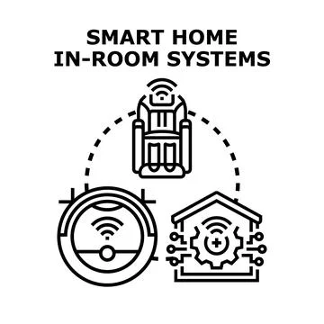 Smart home in room systems concept vector illustration Stock Illustration