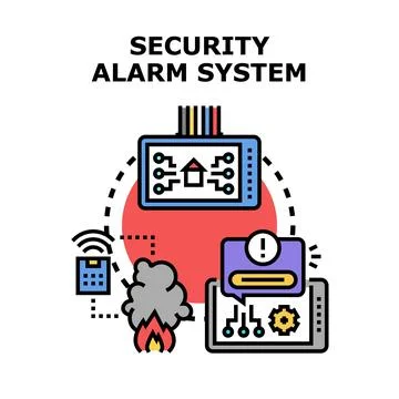 Smart home security alarm system protecting property Stock-Illustration
