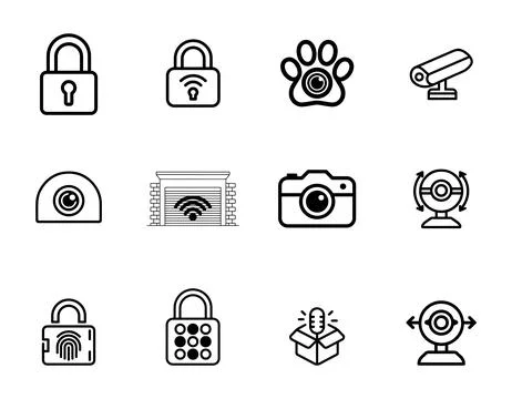 Smart home Security and Access icons set. Stock Illustration