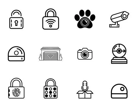 Smart home Security and Access icons set. Stock Illustration