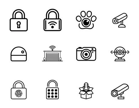 Smart home Security and Access icons set. Stock Illustration