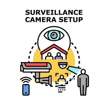 Smart home security camera system monitoring protection Stock Illustration