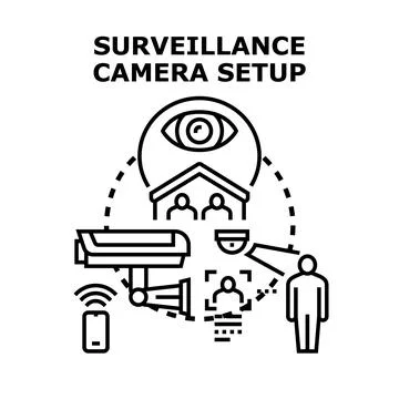 Smart home security camera system monitoring protection Ilustración de archivo