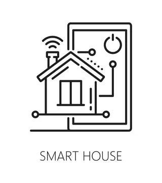 Smart home security equipment line icon or emblem Stock Illustration
