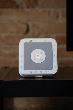 Smart home security hub integrating an advanced alarm system keypad Stock Photos