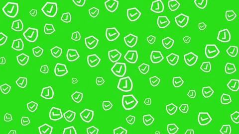 Smart Home Security Pattern with Shield and Checkmark Icons on Green Background Stock Footage 345539534