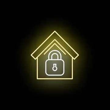 Smart home security system concept neon icon Stock Illustration