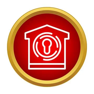 Smart home security system locking house symbol icon Stock Illustration
