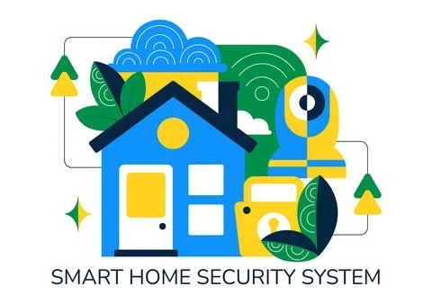 Smart Home Security Vector Illustration Featuring Home Automation Controlle.. Stockillustratie