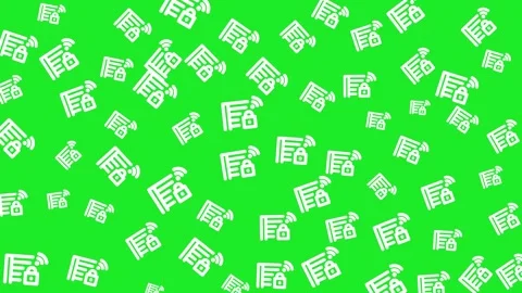 Smart Home Security Wireless Connection Seamless Pattern on Green Background Stock Footage 345539525