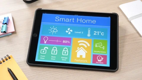 Smart Home Settings On a Tablet PC Touch Screen Video stock 89771802