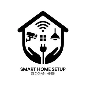 Smart Home Setup Logo Professional Tech Illustrazione stock