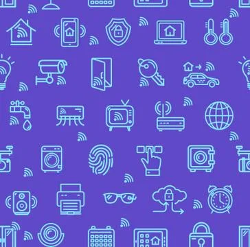 Smart Home Signs Seamless Pattern Background. Vector Stock Illustration
