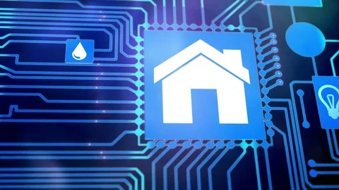 Smart home/ smart house processor chip concept on motherboard Stock Footage 69777638