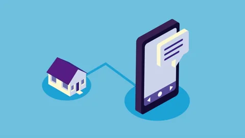 Smart home with smartphone technology animation Stock Footage 176031769