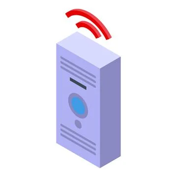 Smart home speaker transmitting data wirelessly, enhancing modern living with Stock Illustration
