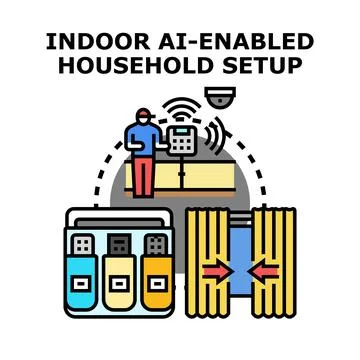 Smart home system with artificial intelligence technology Stock Illustration