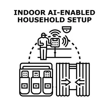 Smart home system with artificial intelligence technology Stock Illustration