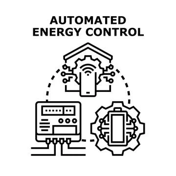 Smart home system automating energy control, saving resources Stock Illustration
