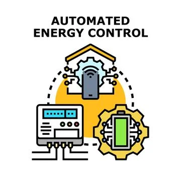 Smart home system automating energy control, saving resources Illustrazione stock