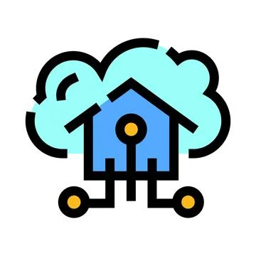 Smart home system connecting to cloud computing network Illustrazione stock