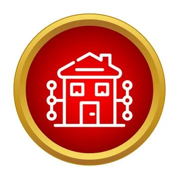 Smart home system connecting devices red icon Stockillustratie